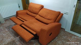 Sofá Relax 3 Plazas Tela Naranja anti Arañazos