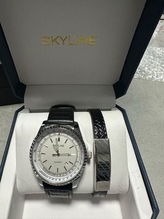 Conjunto Reloj SKYLINE Hombre Negro/Plata