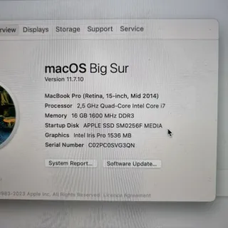 MacBook Pro 15 2014 macOS Big Sur