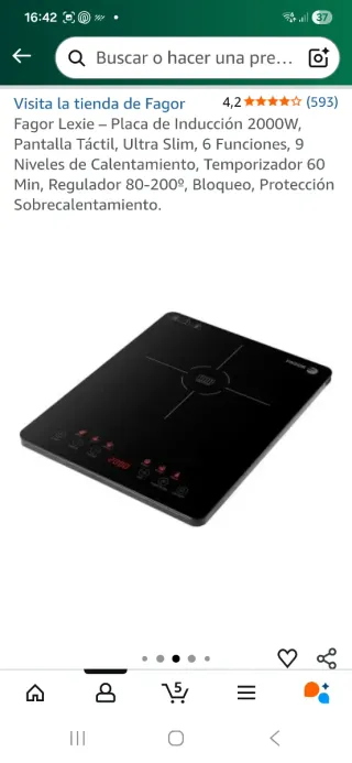 Placa de inducción portátil Fagor