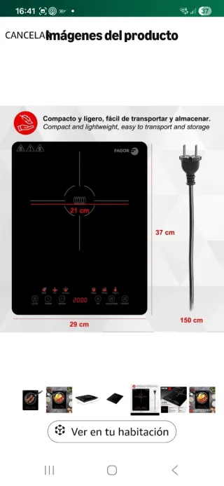 Placa de inducción portátil Fagor