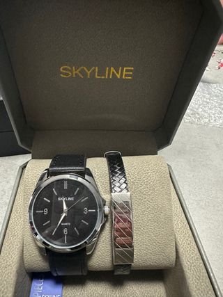 Conjunto Reloj SKYLINE Hombre Negro/Plata