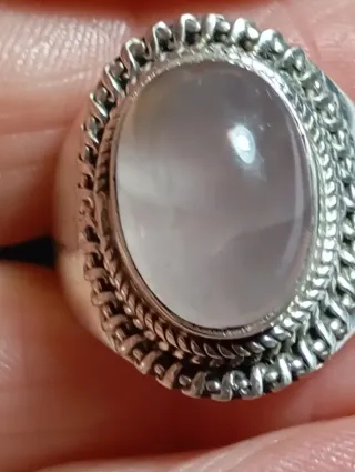 Anillo Plata Ley Piedra cuarzo rosa