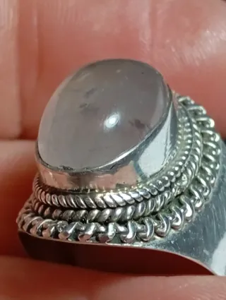 Anillo Plata Ley Piedra cuarzo rosa