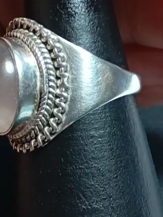 Anillo Plata Ley Piedra cuarzo rosa