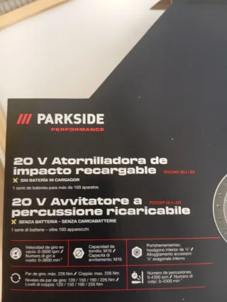 Parkside Atornillador de Impacto performance pack