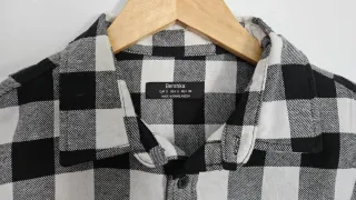 Camisa Bershka cuadros blanco y negro