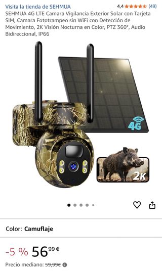 Camara Vigilancia Solar con Tarjeta SIM 4G NUEVA