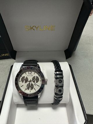 Conjunto Reloj SKYLINE Hombre Negro/Plata