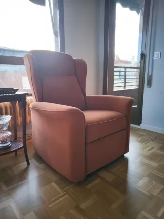 Sillones tapizados color terracota.