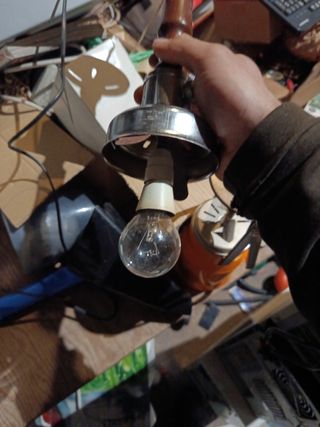 Lampadario vintage vetro, metallo e legno