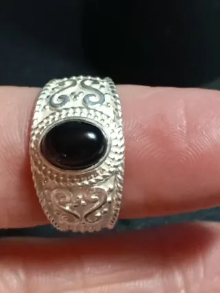 Anillo Plata Ley Ónix Negro