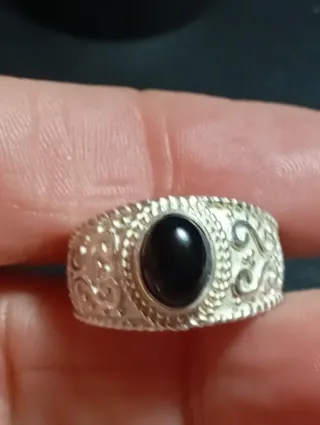 Anillo Plata Ley Ónix Negro