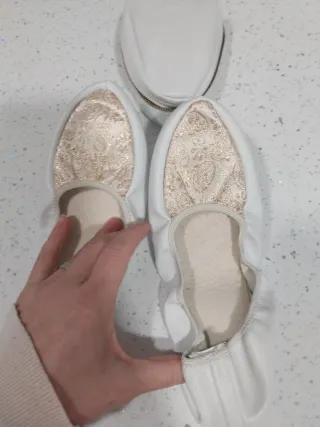 Zapatillas Ballet Baile Oro y Blanco
