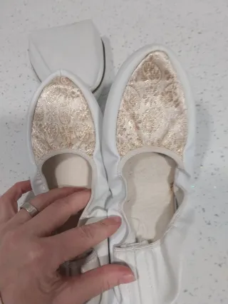Zapatillas Ballet Baile Oro y Blanco