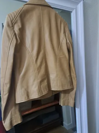 Cazadora Piel Massimo Dutti Beige