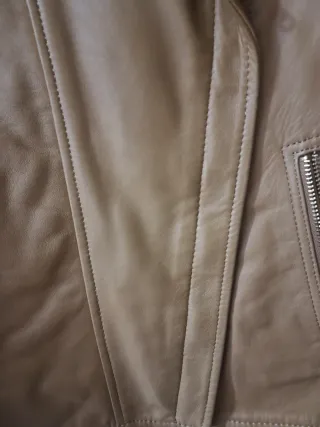 Cazadora Piel Massimo Dutti Beige