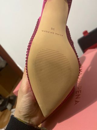 Zapatos Alma en Pena Fucsia Tacon Dorado