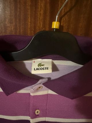 Polo Lacoste Rayas Morado Talla 4