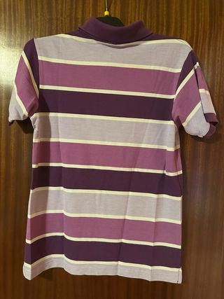 Polo Lacoste Rayas Morado Talla 4