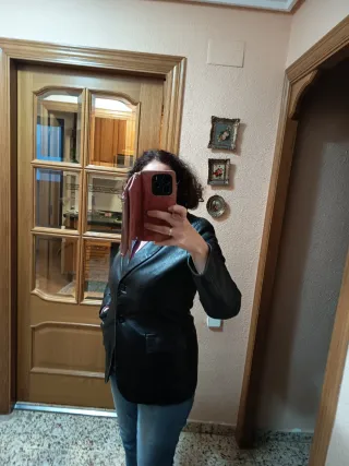 Chaqueta Cuero Mango Talla L