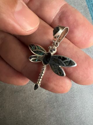 Colgante Plata Libélula Abalón Multicolor