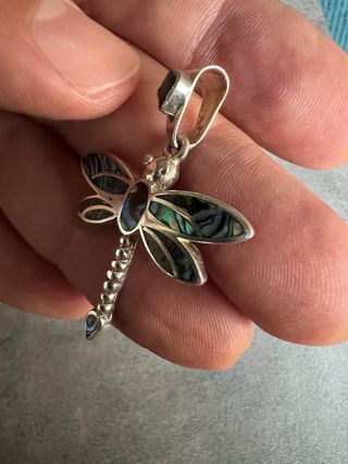 Colgante Plata Libélula Abalón Multicolor