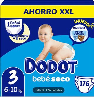 Pañales Dodot Bebé Seco Talla 3 (176 uds)