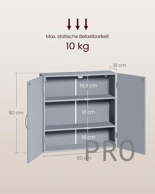 Mobile da bagno a parete 18 x 60 x 60 cm