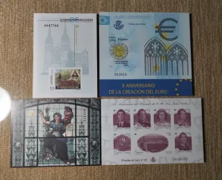 LOTE DE 4 PRUEBAS FILATÉLICAS ESPAÑOLAS