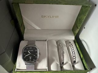 Conjunto SKYLINE Reloj Mujer Plata Negro