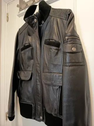 Cazadora cuero Mango mujer Talla XL