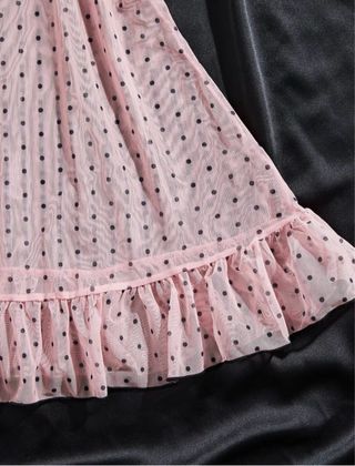 Conjunto lencería lunares rosa y negro