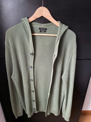 Massimo Dutti Cárdigan Verde con Capucha