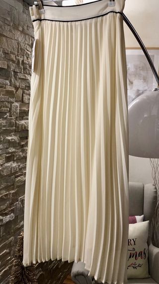 Falda Zara Plisada Beige Talla Única