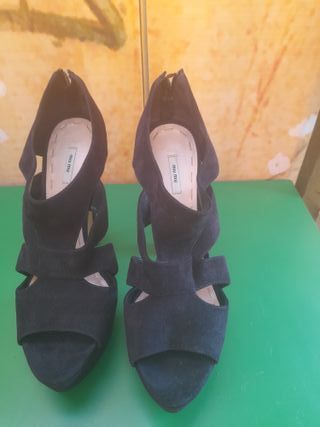 Sandalo MIU MIU scamosciato Blu scuro /nero - N°40