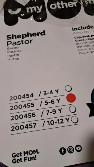 Disfraz Pastor borreguillo niños Talla 3-4 y 5-6