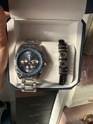 Conjunto Reloj SKYLINE Hombre Azul/Plata
