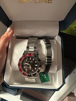 Conjunto Reloj SKYLINE Hombre Pulsera Plata