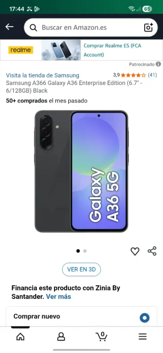 Samsung Galaxy A36 5G Negro 128GB
