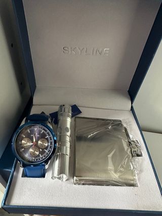 Conjunto SKYLINE Reloj Azul y Plateado