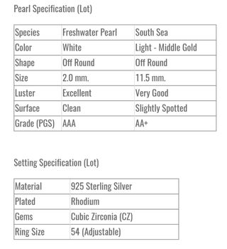 Anillo Perlas South Sea y Freshwater Plata 925