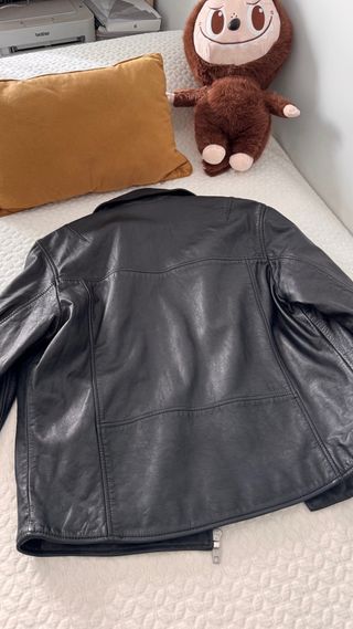 Chaqueta Biker Piel Negra Zara Talla L