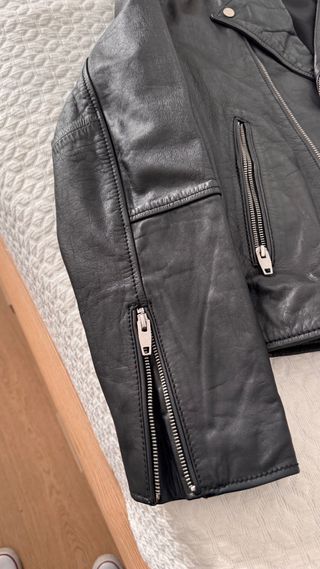 Chaqueta Biker Piel Negra Zara Talla L