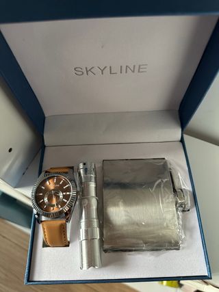 Conjunto SKYLINE Reloj Hombre Marrón/Dorado