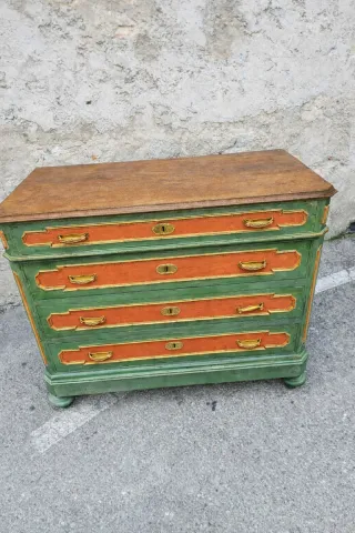 Cassettone antico laccato legno