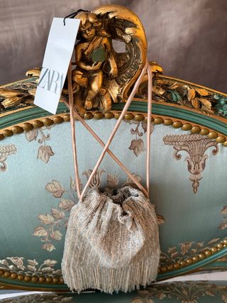 Bolso Zara Dorado y Plateado con Flecos