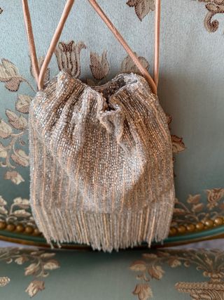 Bolso Zara Dorado y Plateado con Flecos