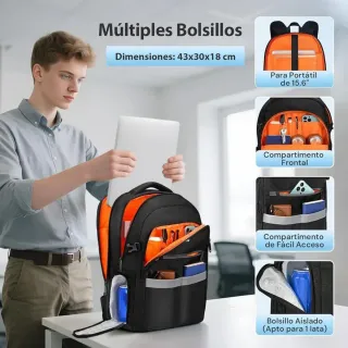 Mochila MATEIN Antirrobo 15.6 Negra