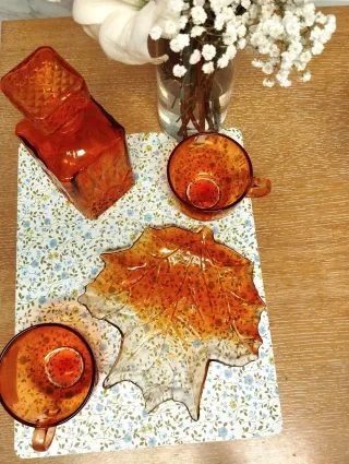 Conjunto Mesa Cristal Naranja